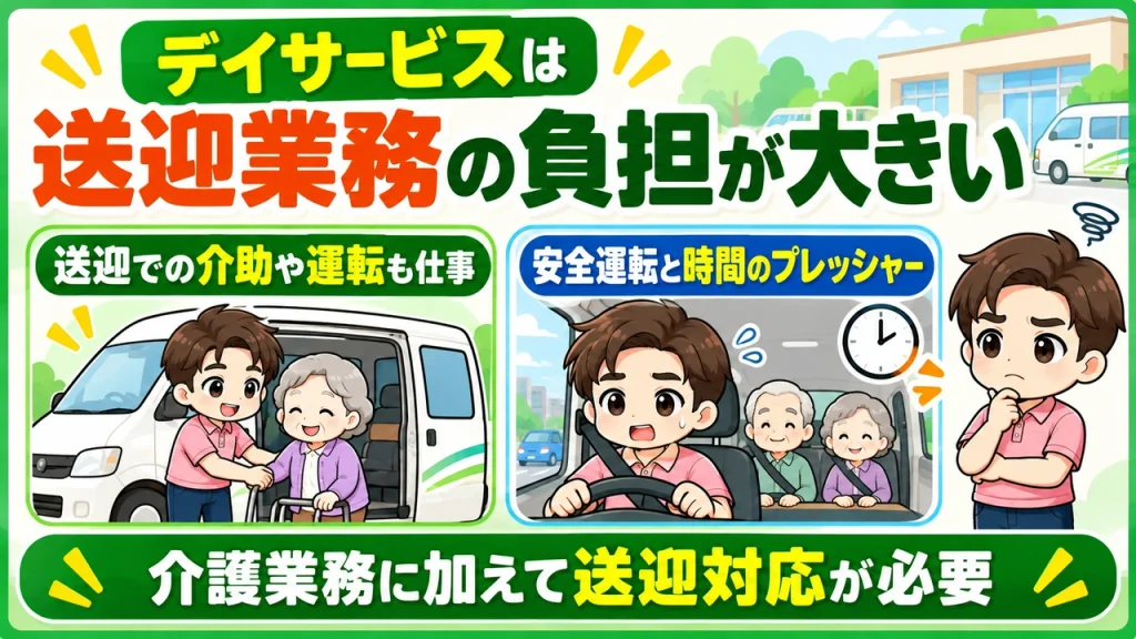 デイサービス介護職人_送迎業務の負担がある