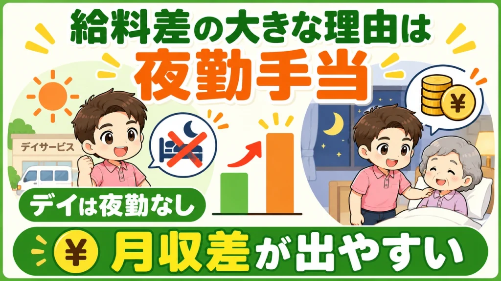 デイサービス介護職人_夜勤手当の差