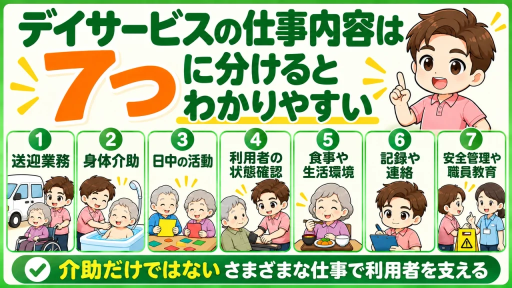 デイサービス介護職人_仕事内容7つに分ける