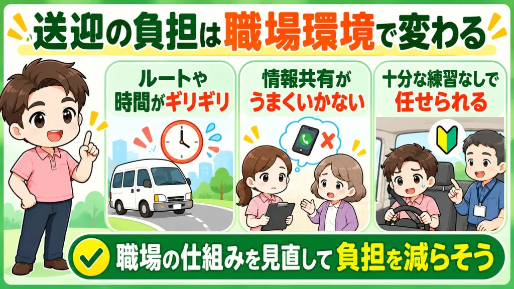 デイサービス介護職人_送迎負担は環境で変わる