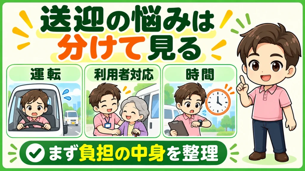 デイサービス介護職人_送迎の負担は分けて考える
