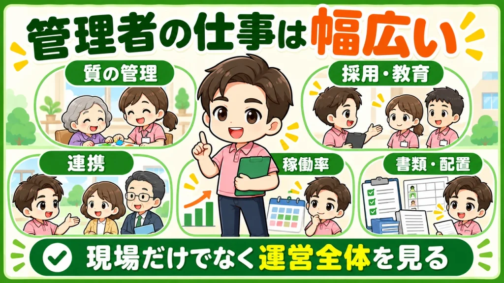 デイサービス介護職人_管理者の仕事は幅広い