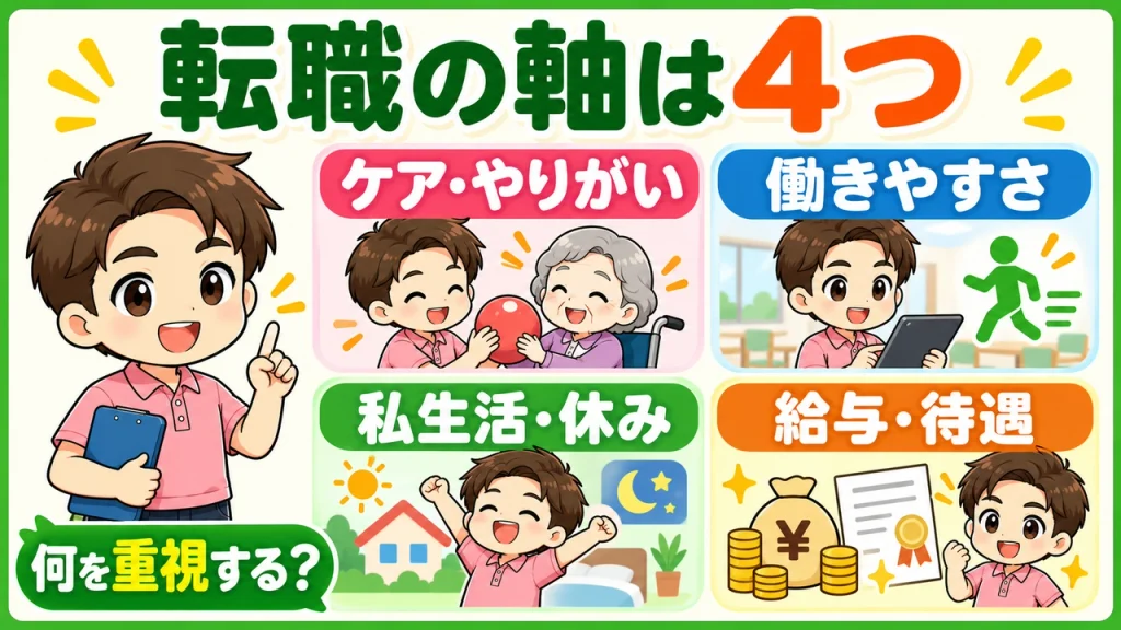 デイサービス介護職人_転職の軸は主に４つ