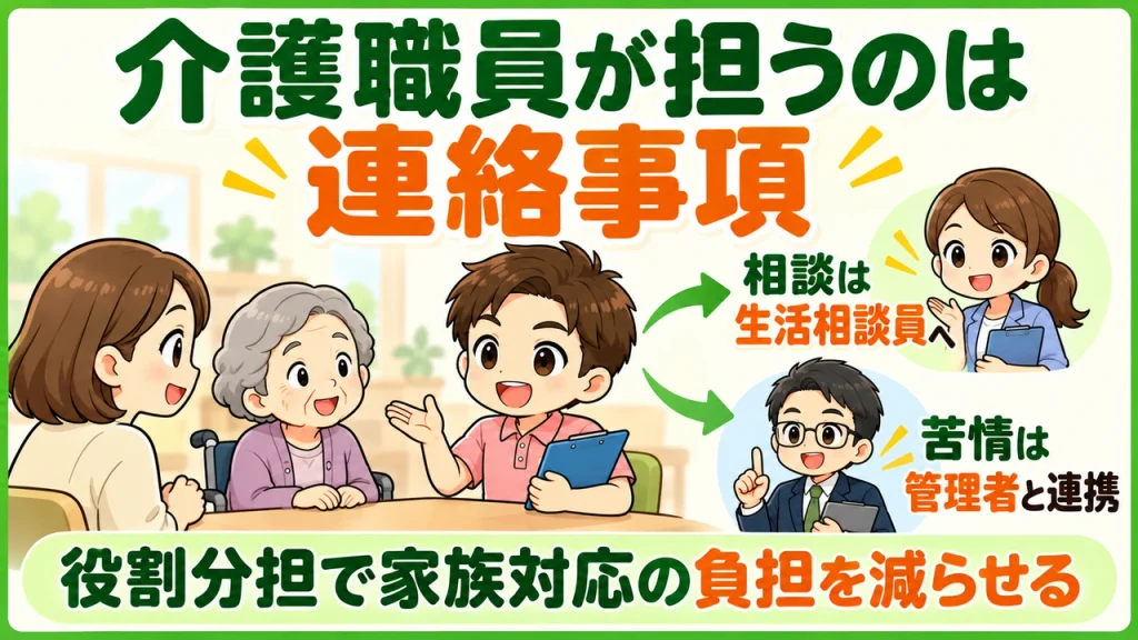 デイサービス介護職人_介護職員の役割は連絡事項