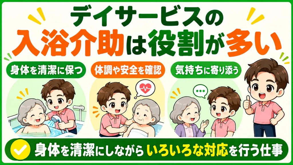 デイサービス介護職人_入浴介助は清潔保持を基本にいろいろな対応を行う仕事